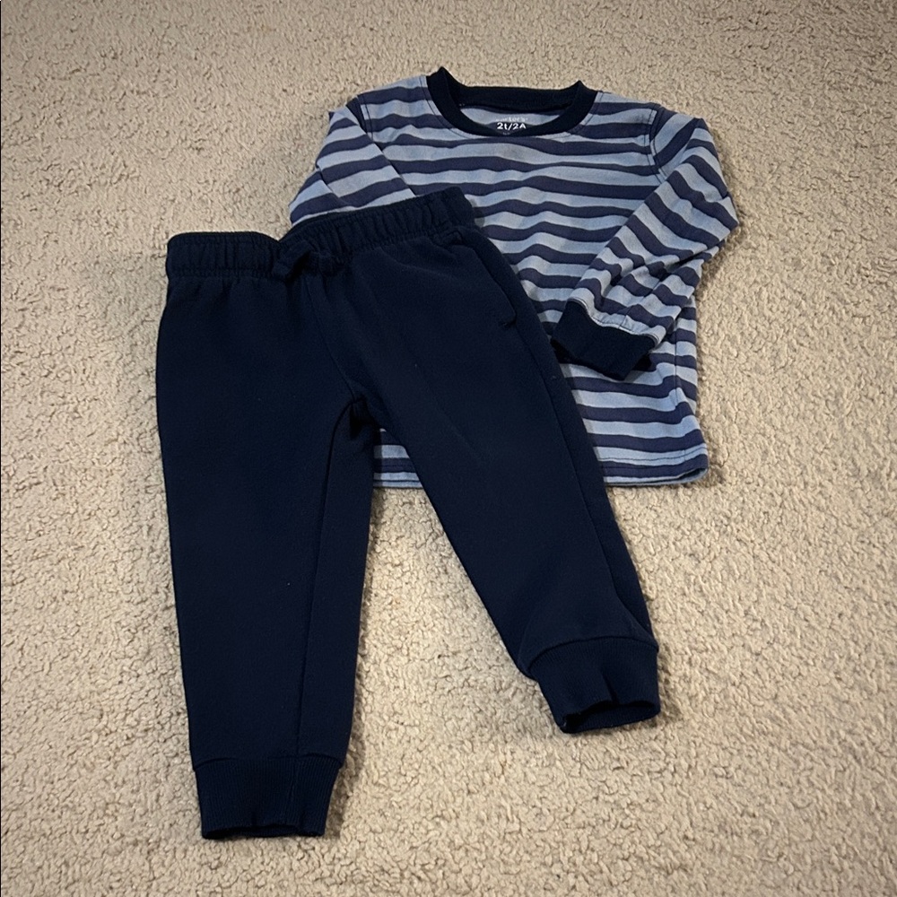 Carter's Navy and Blue Striped Kids Jogger Set